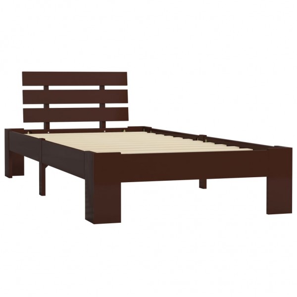 Estructura de cama madera maciza pino marrón oscuro 90x200 cm M 2