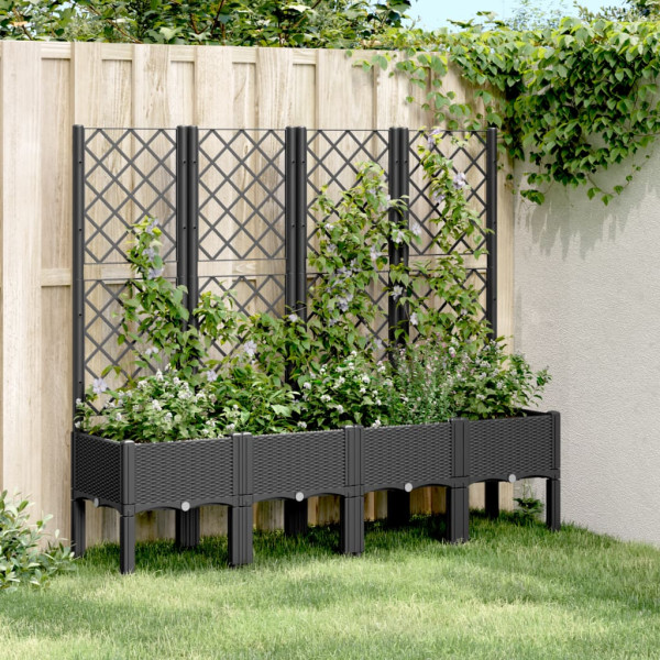 Jardinera con enrejado PP negro 160x40x142 cm D