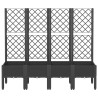 Jardinera con enrejado PP negro 160x40x142 cm 3