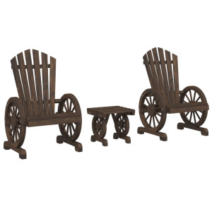 Juego de muebles de jardín 3 piezas madera maciza de abeto H