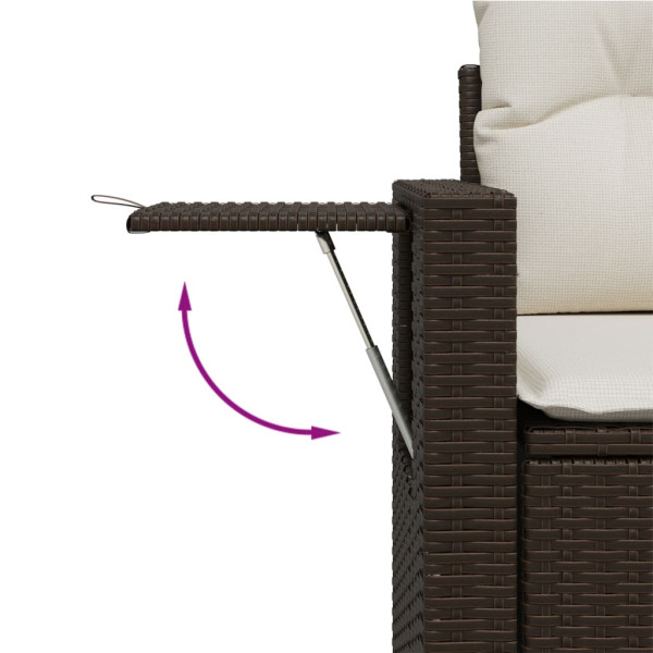 Set comedor de jardín 5 piezas y cojines ratán sintético marrón M 3