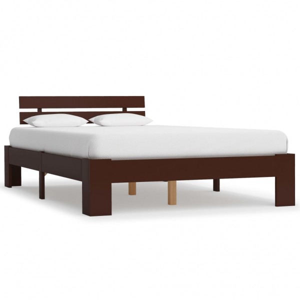 Estructura de cama madera maciza pino marrón oscuro 140x200 cm D