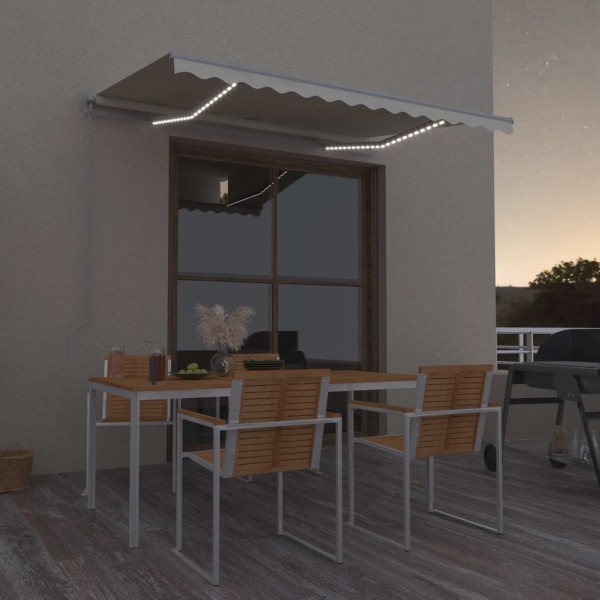 Toldo manual retráctil con LED crema 300x250 cm D