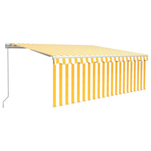 Toldo retrátil manual com estore/LED 4x3 m amarelo e branco H