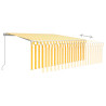 Toldo retrátil manual com estore/LED 4x3 m amarelo e branco 4