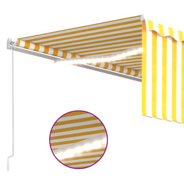 Toldo manual retráctil con persiana y LED amarillo blanco 4x3 m M 5