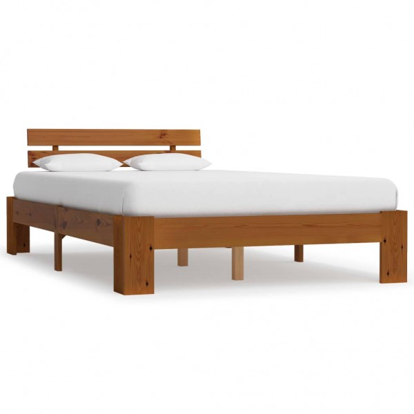Estructura de cama madera maciza pino marrón miel 120x200 cm D
