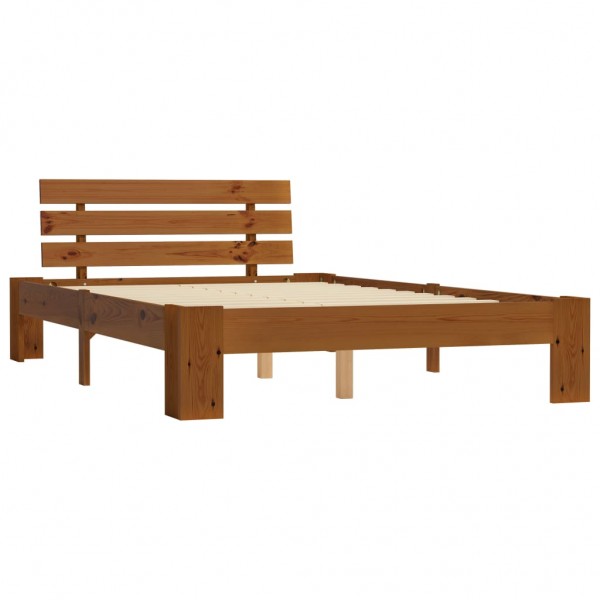 Estructura de cama madera maciza pino marrón miel 120x200 cm M 2