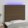 Cabeceira de cama c/ luzes LED tecido 90x5x118/128 cm castanho 1