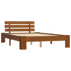 Estructura de cama madera maciza pino marrón miel 140x200 cm H