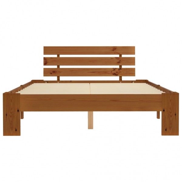 Estructura de cama madera maciza pino marrón miel 140x200 cm M 3