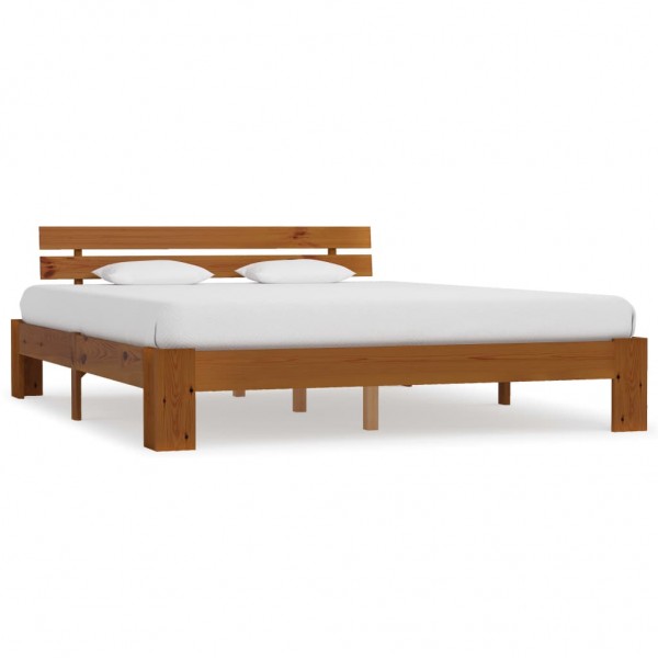 Estructura de cama madera maciza pino marrón miel 180x200 cm D
