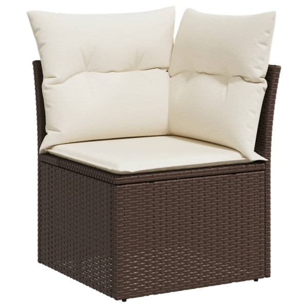 Set comedor de jardín 5 piezas y cojines ratán sintético marrón M 3
