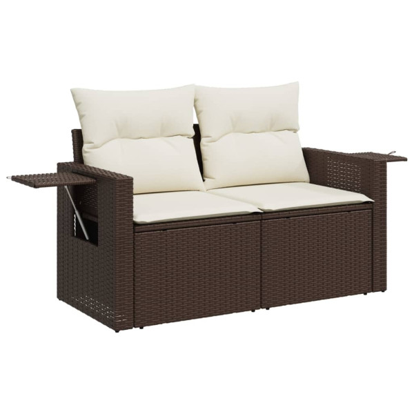 5 pcs conjunto sofás p/ jardim c/ almofadões vime PE castanho M 4