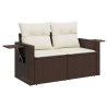 Set comedor de jardín 5 piezas y cojines ratán sintético marrón 4