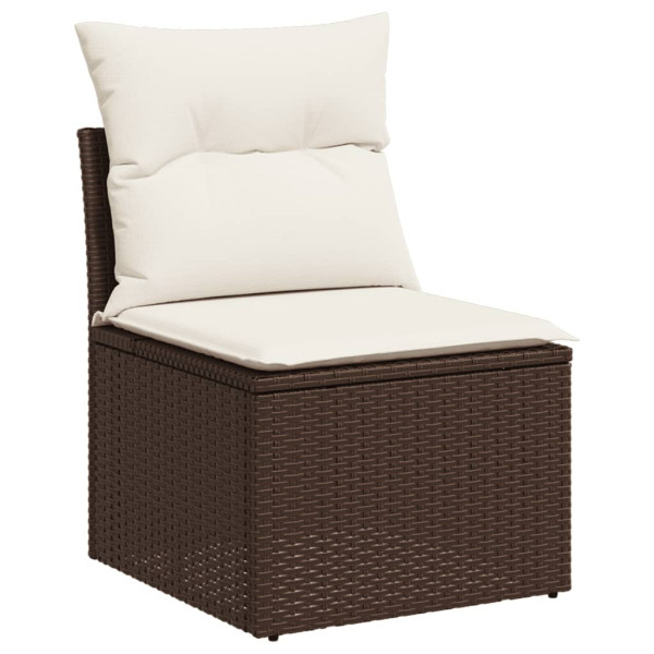 Set comedor de jardín 5 piezas y cojines ratán sintético marrón M 5