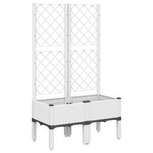 Vaso/floreira de jardim c/ treliça 80x40x142 cm PP branco H
