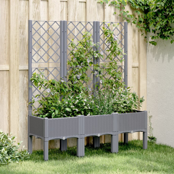 Jardinera con enrejado PP gris 120x40x142 cm D