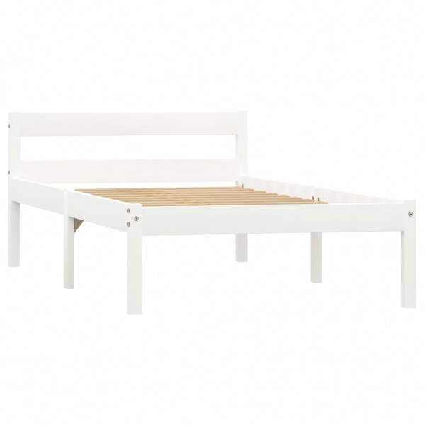 Estrutura de cama 90x200 cm madeira pinho maciço branco M 2