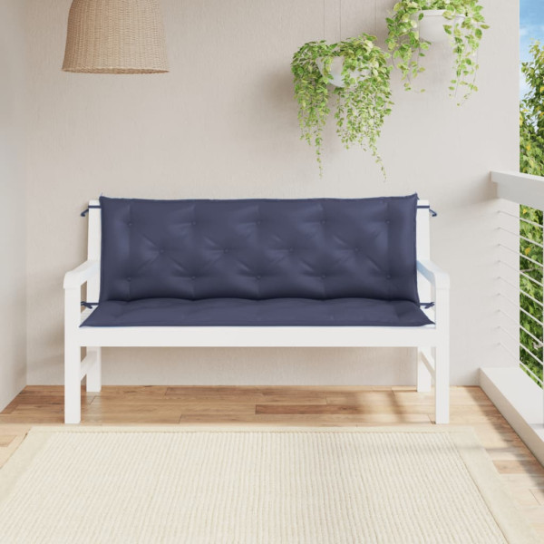 Cojines banco jardín 2 uds tela Oxford azul marino 150x50x7 cm D