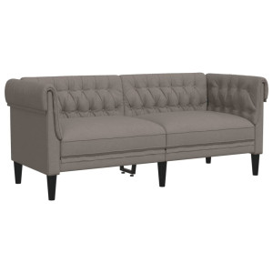 Sofá Chesterfield de 2 plazas tela gris taupe H