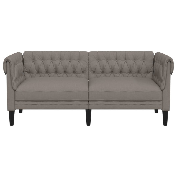 Sofá Chesterfield de 2 plazas tela gris taupe M 4