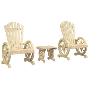 Juego de muebles de jardín 3 piezas madera maciza de abeto H