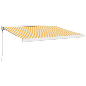 Toldo retráctil aluminio y tela blanco y amarillo 3x2.5 m H