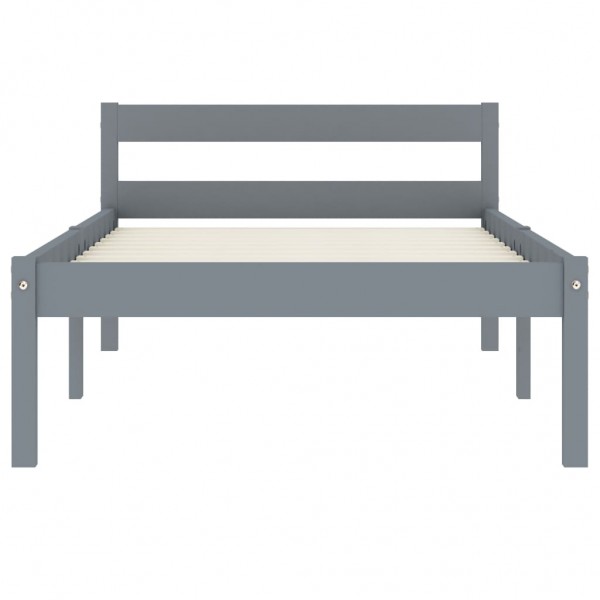 Estrutura de cama 90x200 cm madeira pinho maciço cinzento M 3