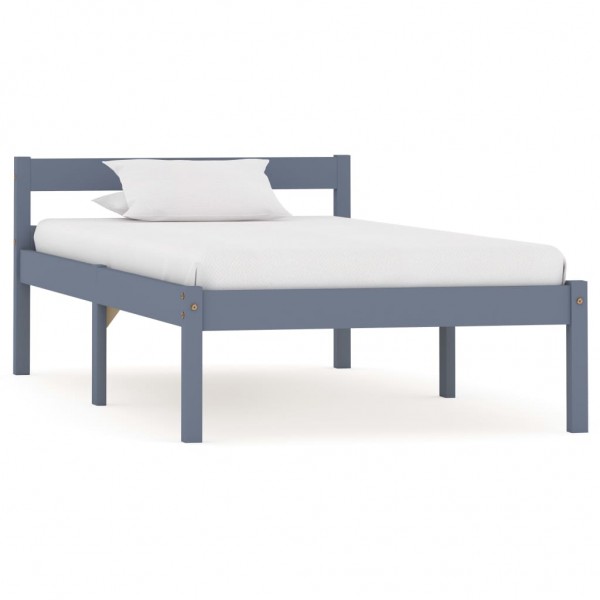 Estructura de cama de madera maciza de pino gris 100x200 cm D