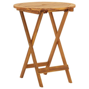 Mesa y sillas bistró plegables 3 pzas madera maciza de acacia H