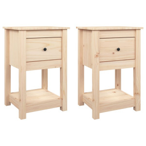 Mesitas de noche 2 uds madera maciza de pino 40x35x61.5 cm H