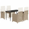 Set comedor de jardín 5 pzas con cojines ratán sintético beige 2