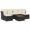 Set de comedor de jardín 7 pzas y cojines ratán sintético negro 2