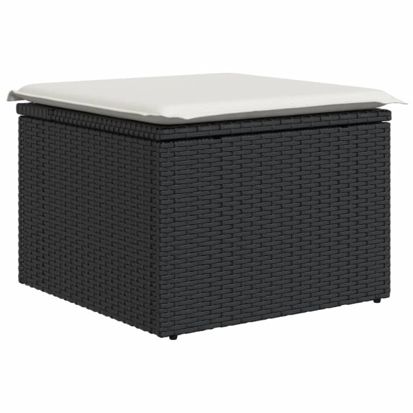 7 pcs conjunto de sofás p/ jardim c/ almofadões vime PE preto M 5