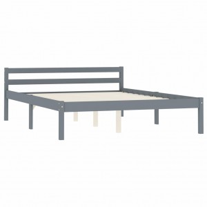 Estructura de cama de madera maciza de pino gris 140x200 cm H