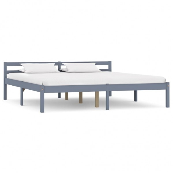 Estructura de cama de madera maciza de pino gris 160x200 cm D