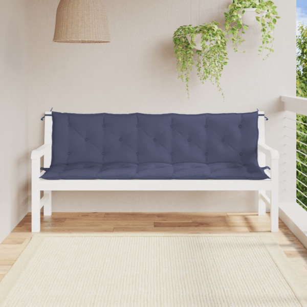 Cojines banco jardín 2 uds tela Oxford azul marino 180x50x7 cm D