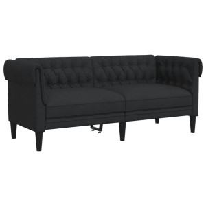 Sofá Chesterfield de 2 plazas tela negro H