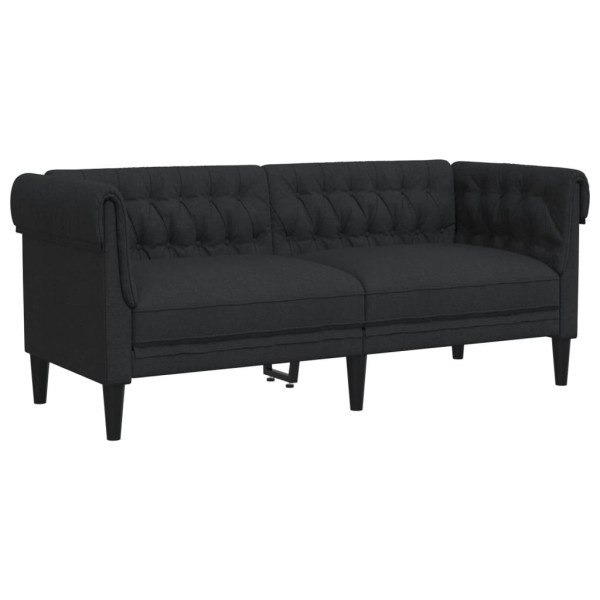 Sofá Chesterfield de 2 plazas tela negro M 2