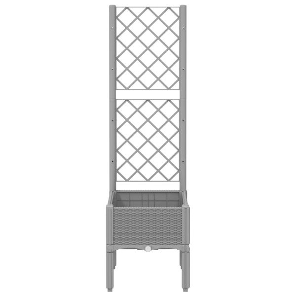 Vaso/floreira jardim c/ treliça 40x40x142 cm PP cinzento-claro M 3