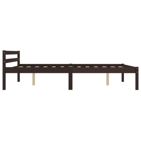 Estructura de cama madera maciza pino marrón oscuro 120x200 cm M 4