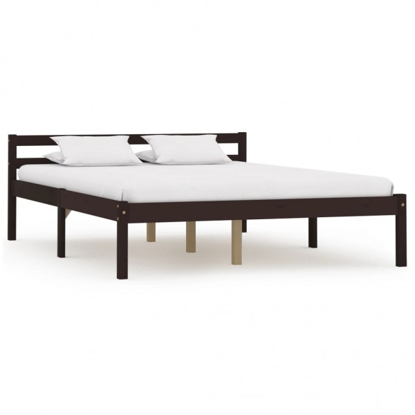 Estructura de cama madera maciza pino marrón oscuro 140x200 cm D