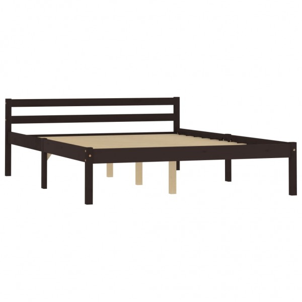 Estructura de cama madera maciza pino marrón oscuro 140x200 cm M 2