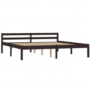 Estructura de cama madera maciza pino marrón oscuro 160x200 cm H