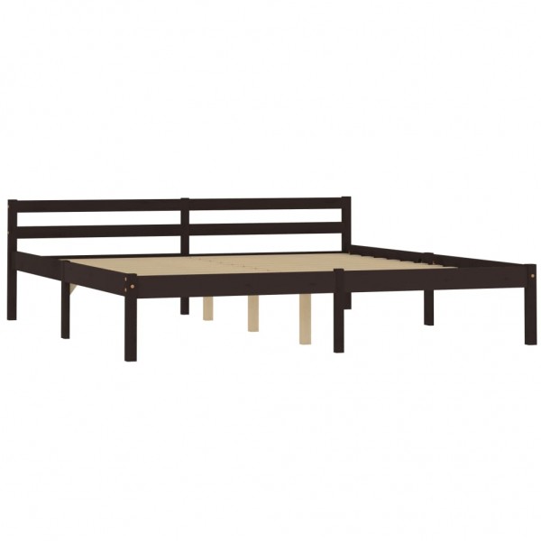 Estructura de cama madera maciza pino marrón oscuro 160x200 cm M 2