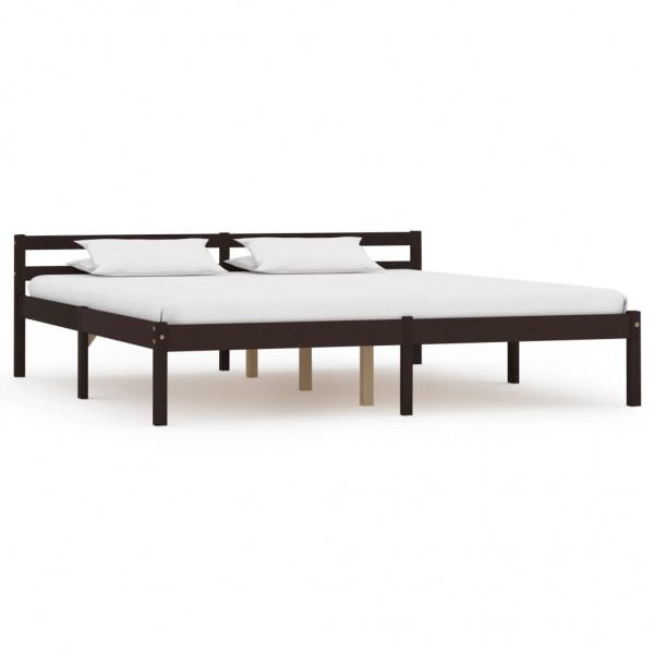 Estructura de cama madera maciza pino marrón oscuro 180x200 cm D
