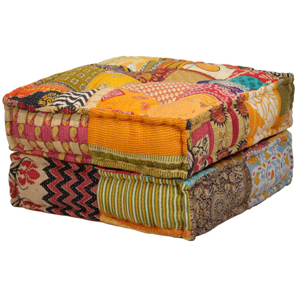 Puf modular de 2 plazas de tela patchwork M 4