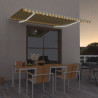 Toldo retrátil manual com LED 400x300 cm amarelo e branco 1
