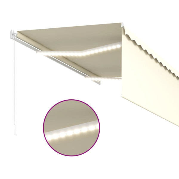 Toldo retráctil manual con persiana y luz LED crema 3x2.5 m M 5